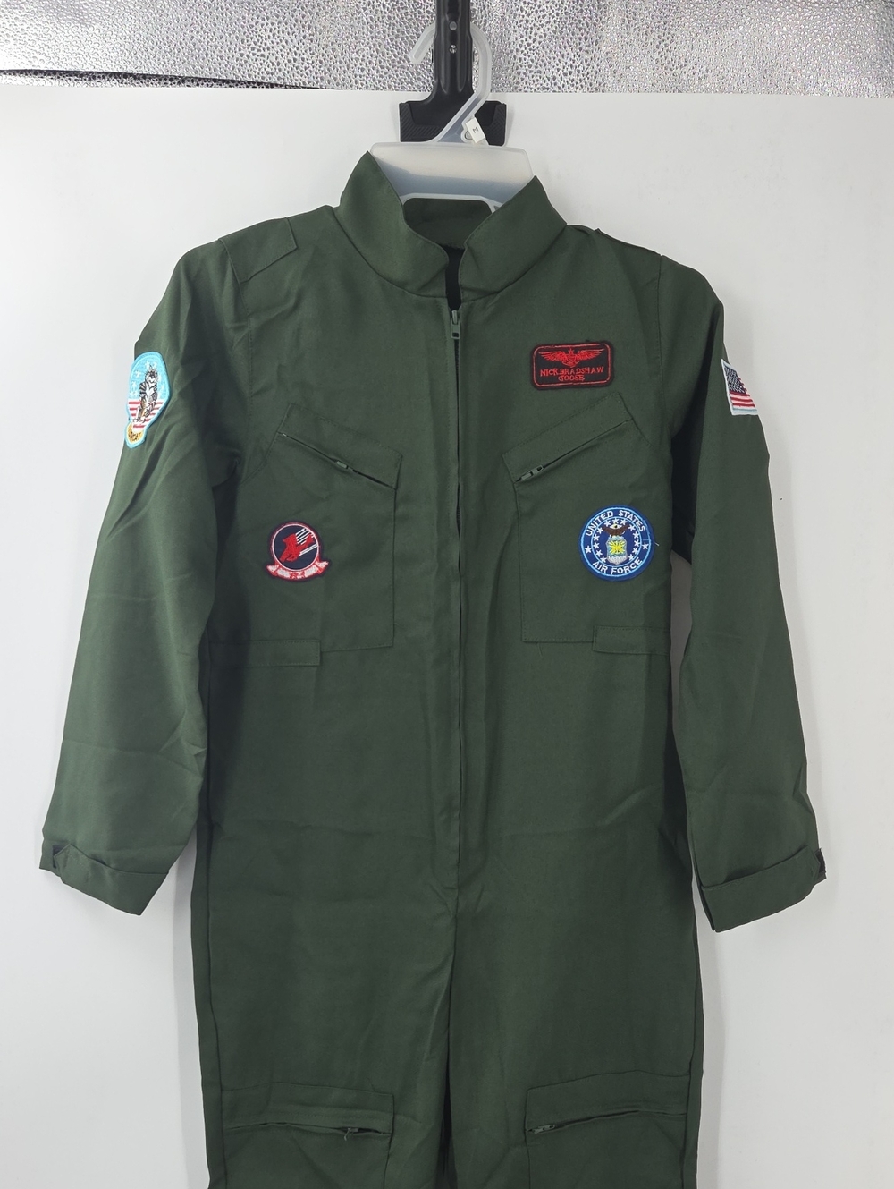 Kids Green Aviator Pilot Costume Jumpsuit with Sunglasses, Dog Tag & Belt - Picture 10 of 16